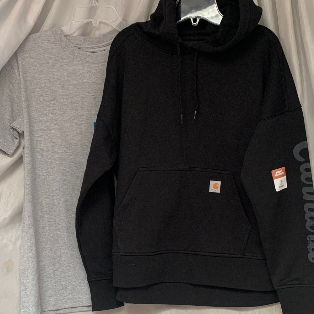 Carhartt Black Pullover Hooded Sweatshirt with Logo Patch
